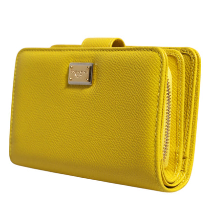 Dolce & Gabbana Yellow Leather Bifold Continental Clutch Wallet