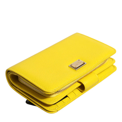 Dolce & Gabbana Yellow Leather Bifold Continental Clutch Wallet
