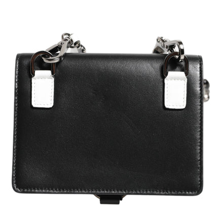 Dolce & Gabbana Black Leather Crystal Embellished Card Holder Wallet