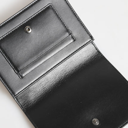 Dolce & Gabbana Black Leather Crystal Embellished Card Holder Wallet