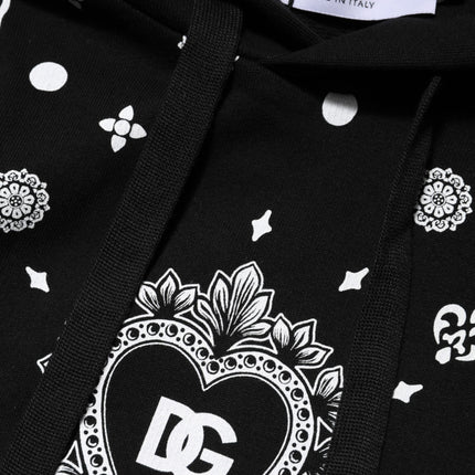 Dolce & Gabbana Black Bandana Hooded Men Sweatshirt Sweater