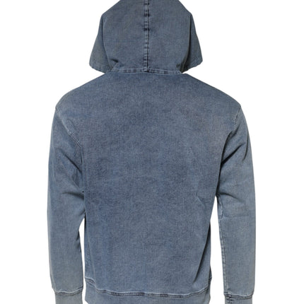 Dolce & Gabbana Blue Cotton Blend Hooded Sweatshirt Sweater
