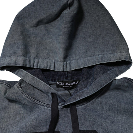 Dolce & Gabbana Blue Cotton Blend Hooded Sweatshirt Sweater