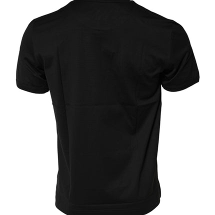 Dolce & Gabbana Black Cotton Logo Print Crew Neck T-shirt