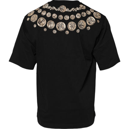 Dolce & Gabbana Black Coin Print Cotton Crew Neck T-shirt