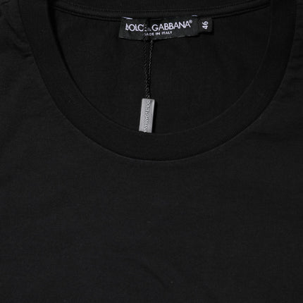 Dolce & Gabbana Black Logo Print Cotton Men Crew Neck T-shirt