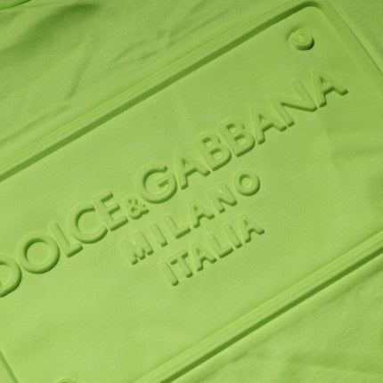 Dolce & Gabbana Green Embossed Logo Cotton Crew Neck T-shirt