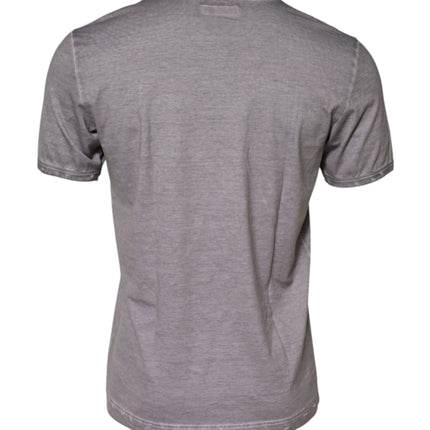 Dolce & Gabbana Gray Graphic Print Cotton Crew Neck T-shirt