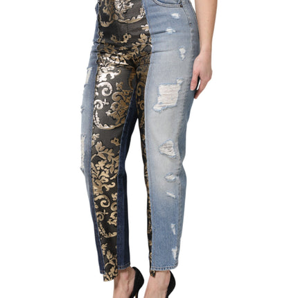 Dolce & Gabbana Multicolor Patchwork Tapered Denim Jeans