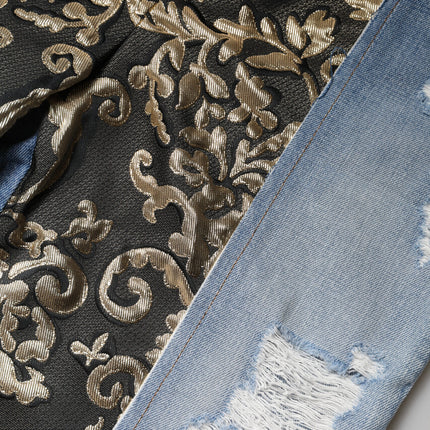 Dolce & Gabbana Multicolor Patchwork Tapered Denim Jeans