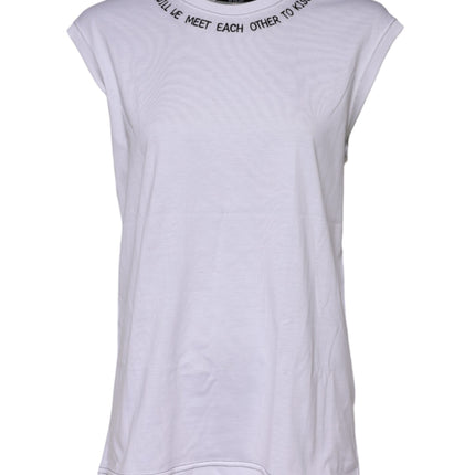 Dolce & Gabbana White Cotton Sleeveless Printed Tank T-shirt