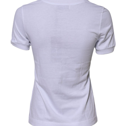 Dolce & Gabbana White Cotton DG Logo Embroidery Top T-shirt