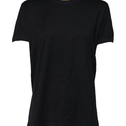 Dolce & Gabbana Black Cotton DG Print Short Sleeve Top T-shirt