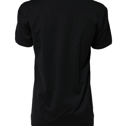 Dolce & Gabbana Black Cotton DG Print Short Sleeve Top T-shirt