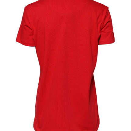 Dolce & Gabbana Red Cotton Crew Neck Short Sleeves Top T-shirt
