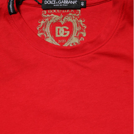 Dolce & Gabbana Red Cotton Crew Neck Short Sleeves Top T-shirt