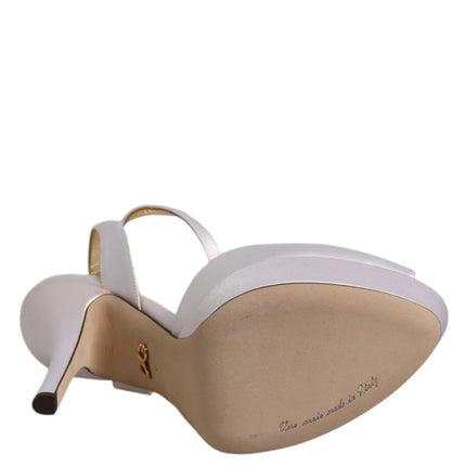 Dolce & Gabbana White Satin Platform Heels Sandals Shoes