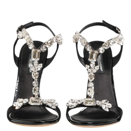 Dolce & Gabbana Black Keira Crystals Heels Sandals Shoes