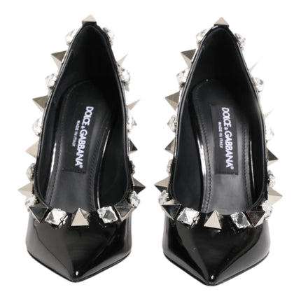 Dolce & Gabbana Black Crystals Studs Stiletto Pumps Shoes