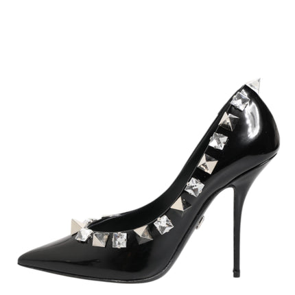 Dolce & Gabbana Black Crystals Studs Stiletto Pumps Shoes