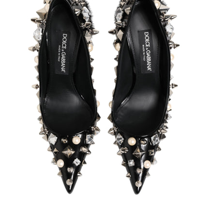 Dolce & Gabbana Black Crystals Studs Stiletto Pumps Shoes