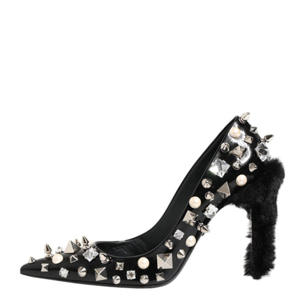Dolce & Gabbana Black Crystals Studs Stiletto Pumps Shoes