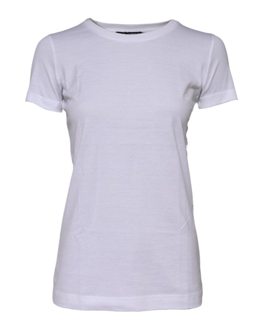 Dolce & Gabbana White Cotton Crew Neck Short Sleeves T-shirt