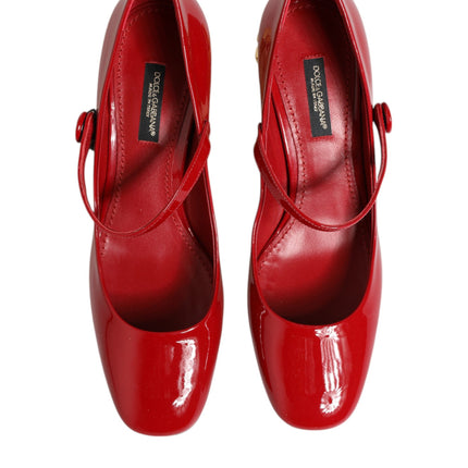 Dolce & Gabbana Red Leather DG Logo Heels Sandals Shoes