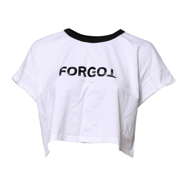 Dolce & Gabbana White Cotton Crew Neck Cropped Top T-shirt