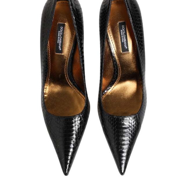 Dolce & Gabbana Black Exotic Leather Stiletto Pumps Shoes