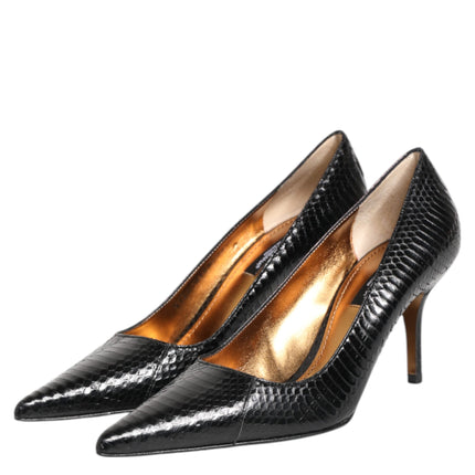 Dolce & Gabbana Black Exotic Leather Stiletto Pumps Shoes