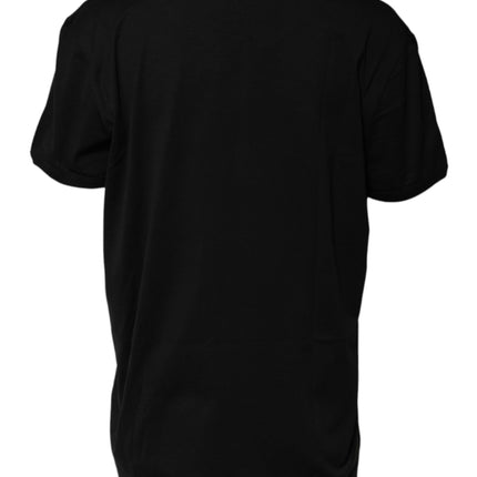 Dolce & Gabbana Black Cotton Goodluck Tee Crew Neck T-shirt