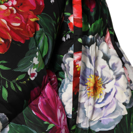 Dolce & Gabbana Multicolor Floral Hooded Puffer Coat Jacket
