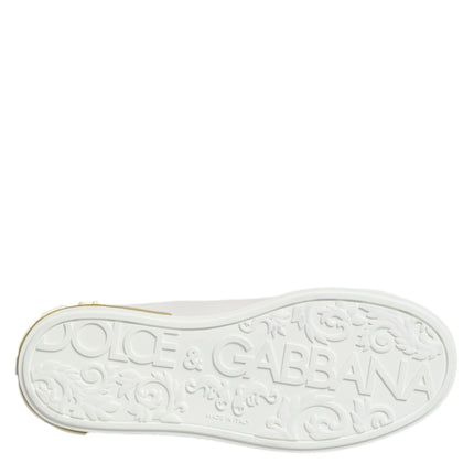Dolce & Gabbana White Yellow Leather Low Top Sneakers Shoes