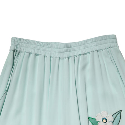 Dolce & Gabbana Green Floral Garterized Straight Pajama Pants