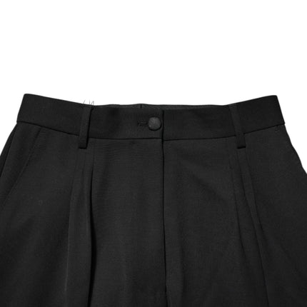 Dolce & Gabbana Black Zip Detailed Wool Straight Leg Pants