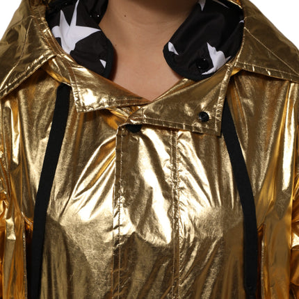 Dolce & Gabbana Gold Hooded Long Sleeves Trench Coat Jacket