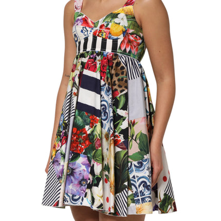 Dolce & Gabbana Multicolor Patchwork Cotton AlineMini Dress