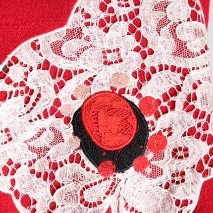 Dolce & Gabbana Red Lace Floral Applique A-line Mini Dress