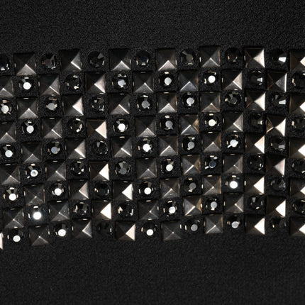 Dolce & Gabbana Black Crystal Embellished Collared Mini Dress