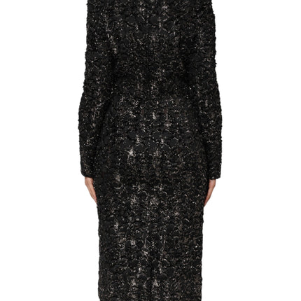 Dolce & Gabbana Black Sequin Bouclé Tweed Sheath Dress