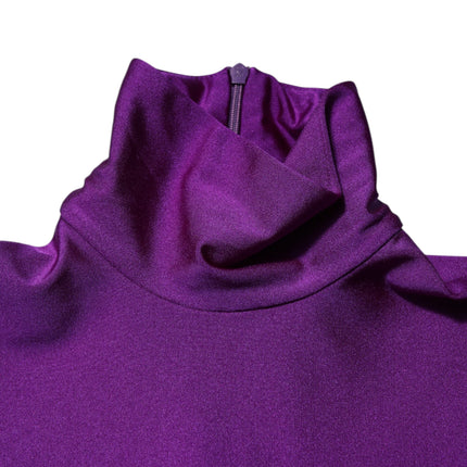 Dolce & Gabbana Purple Nylon Turtleneck Bodycon Jumpsuit Dress