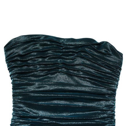 Dolce & Gabbana Green Silk Satin Fitted Strapless Dress