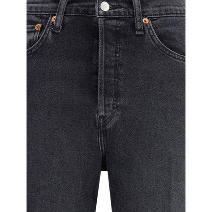 RE/DONE Black Cotton Flared Jeans
