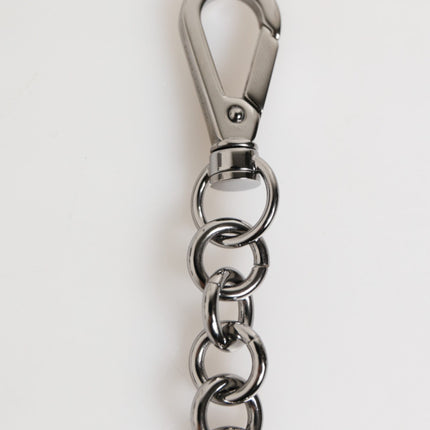 Dolce & Gabbana Black White DG Rubber Logo Silver Men Keychain Keyring