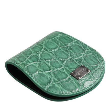 Dolce & Gabbana Green Exotic Skin Coin Condom Case Holder Pocket Wallet