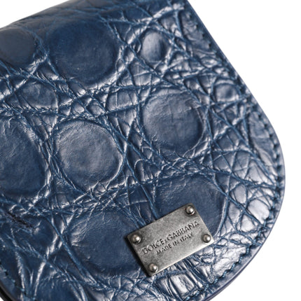 Dolce & Gabbana Blue Exotic Skin Coin Condom Case Holder Pocket Wallet