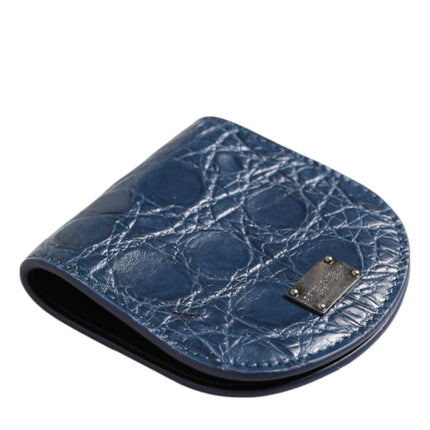 Dolce & Gabbana Blue Exotic Skin Coin Condom Case Holder Pocket Wallet