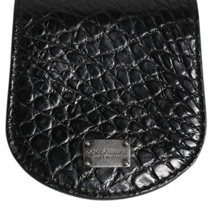 Dolce & Gabbana Black Exotic Skin Coin Condom Case Holder Pocket Wallet