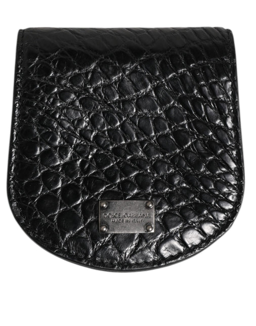 Dolce & Gabbana Black Exotic Skin Coin Condom Case Holder Pocket Wallet